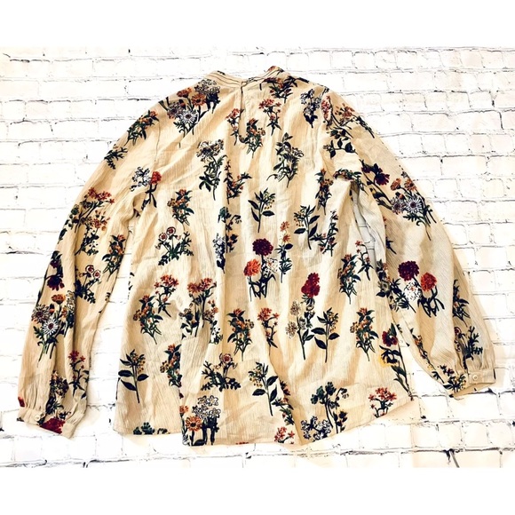 NWT Loveriche Boho Botanical Floral High Neck LS Keyhole Blouse Top Size L - Picture 9 of 12